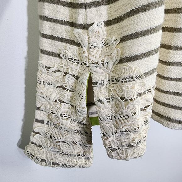 Matilda Jane Womens Classic With A Twist Top Medium Boho Cream Stripe Crochet - Picture 7 of 11